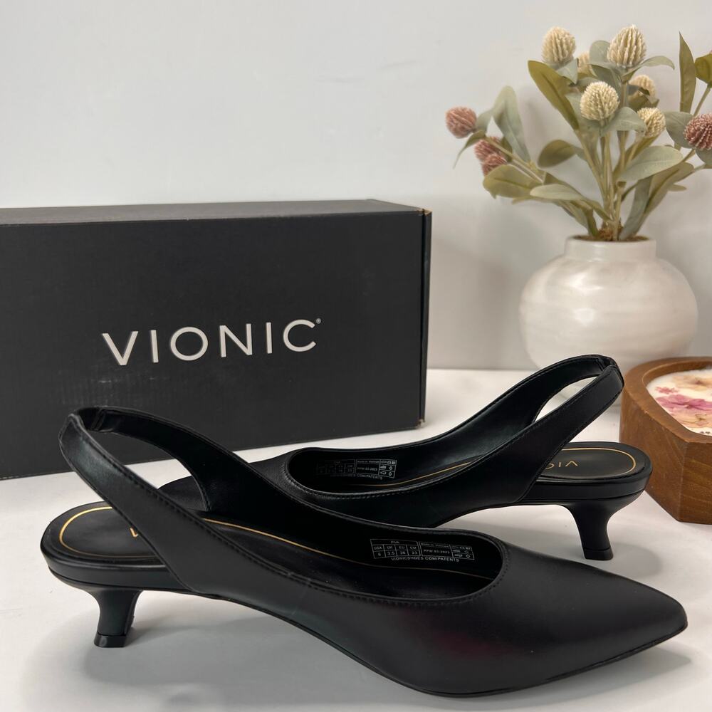 Vionic Ziva Nappa Leather Slingback Shoes Black I2370L1001 Women's 6M Light Wear - Picture 6 of 11